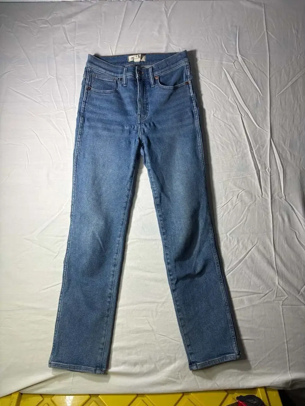 Madewell Stovepipe High-Rise Straight-Leg Jeans in Medium Blue Wash Size 25